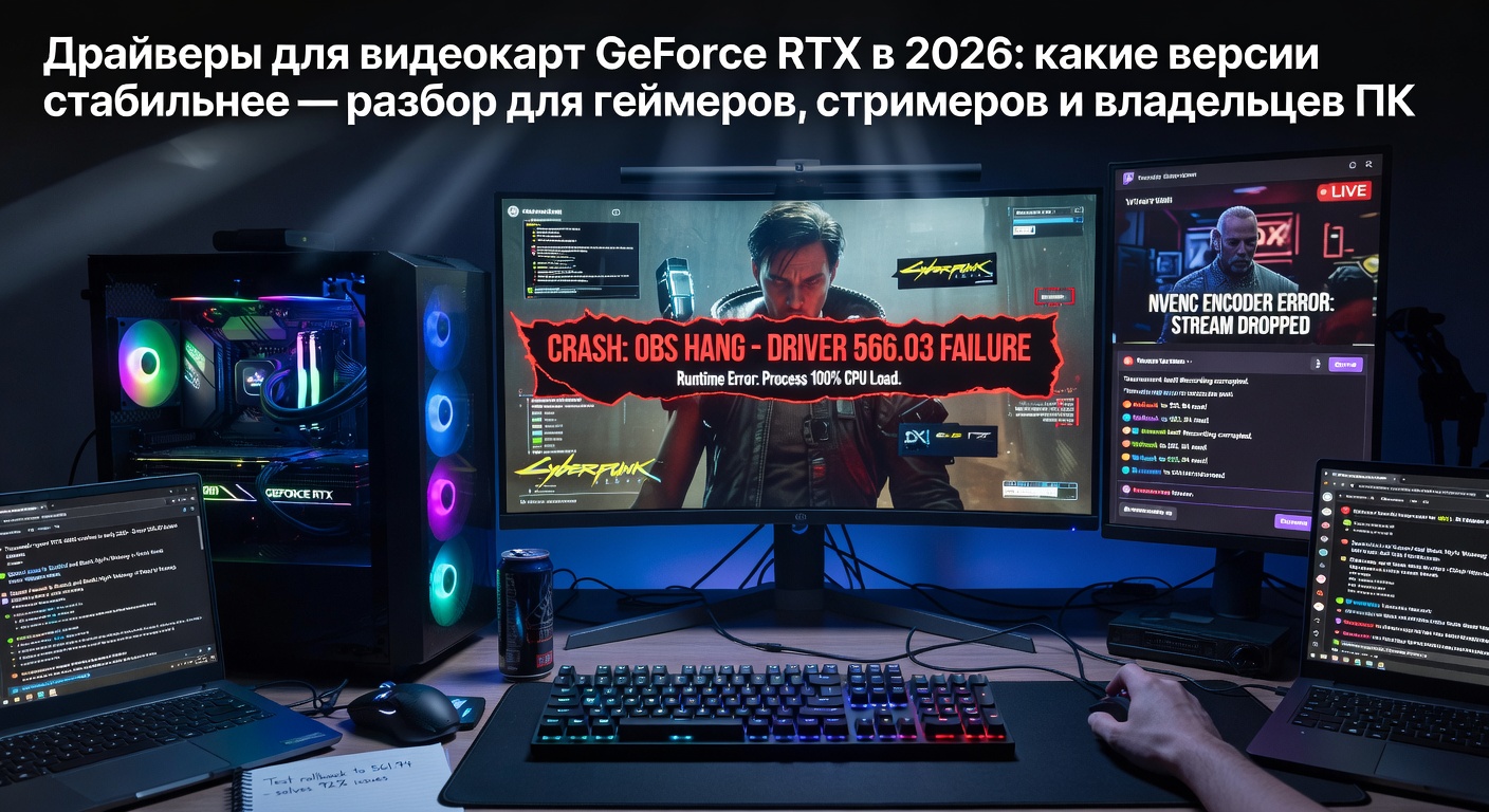 Драйверы для видеокарт GeForce RTX в 2026: какие версии стабильнее — разбор для геймеров, стримеров и владельцев ПК