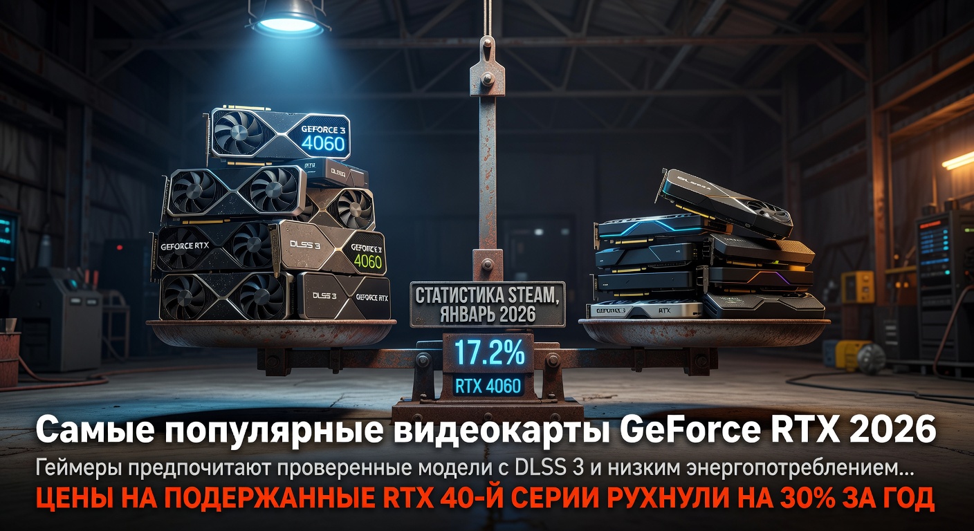 Самые популярные видеокарты GeForce RTX 2026: статистика Steam: какие модели актуальны и стоят своих денег в 2026