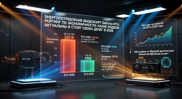 Энергопотребление видеокарт GeForce RTX: рейтинг по экономичности: какие модели актуальны и стоят своих денег в 2026